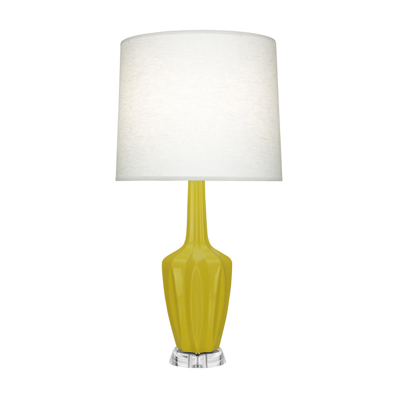 Emma Accent Lamp, Citron Glazed, 30" H x 6.25" W x 15" D, Ceramic/Acrylic