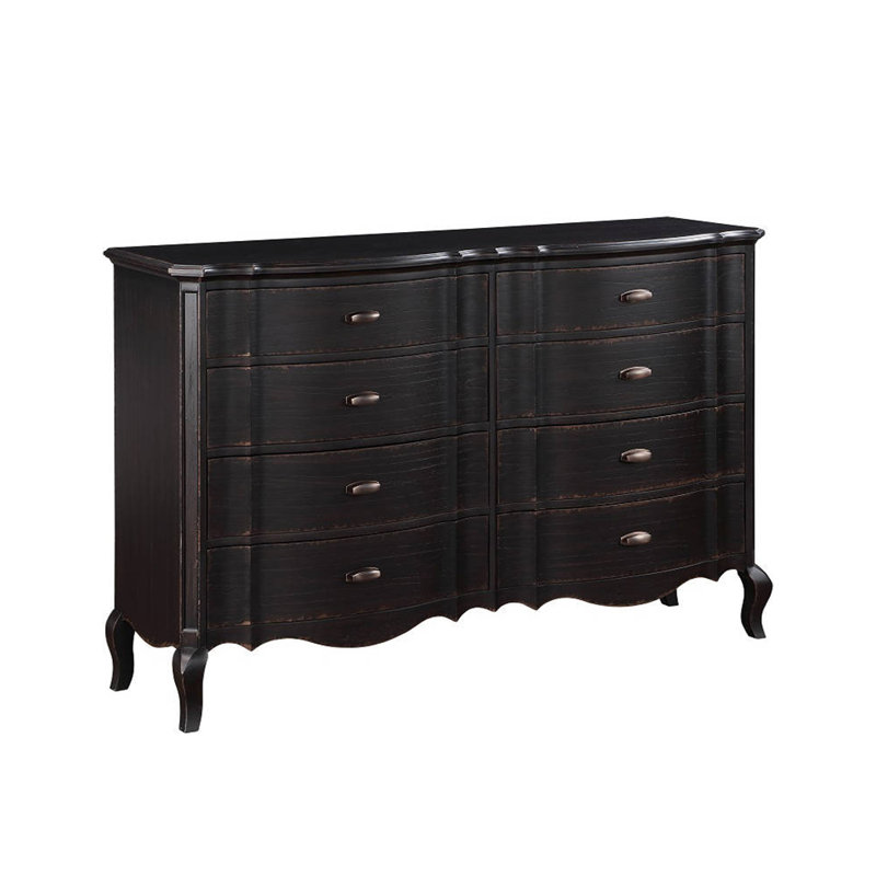 8 Drawers Wooden Dresser In Antique Black