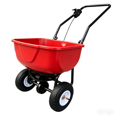 Heavy-Duty Broadcast Fertilizer & Seed Spreader – 70LB Capacity, 8" All-Terrain Wheels, Adjustable 0–10FT Width – Push Lawn & Garden Seeder
