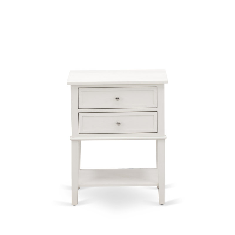 Table de bout Valencia - Table de chevet rectangulaire avec 2 tiroirs pour la chambre à coucher Valencia, Crème
