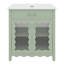 Meuble-lavabo 31 po avec verre trempé, armoire de salle de bain moderne avec pieds en bois d'hévéa et portes à fermeture en douceur-1249158150