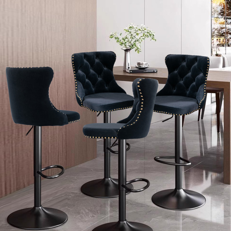 Tabouret pivotant à hauteur réglable Kosten, Noir, noir, noir, noir