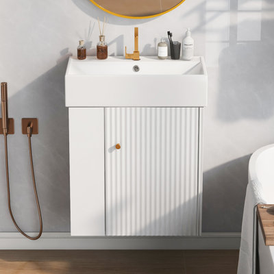 Meuble-lavabo flottant moderne de 21,6 po avec lavabo en céramique