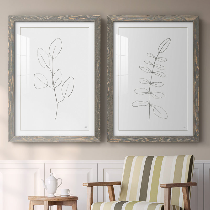 «Botanical Gesture III», reproduction encadrée de qualité supérieure - prête à être accrochée, Gris