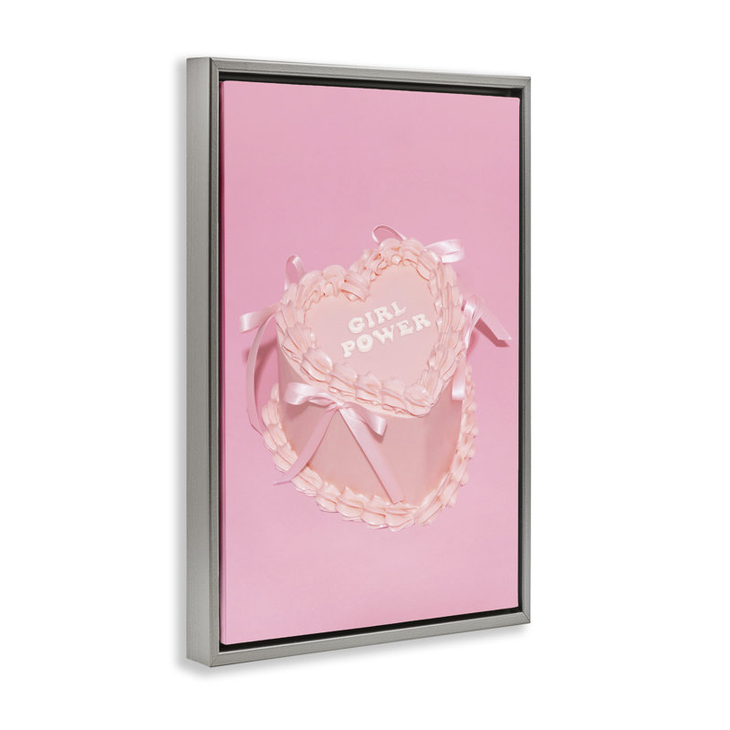Toile flottante encadrée «Pink Girl Power Cake» par Lish Creative, Cadre flottant gris lustré, H 25 po x l 17 po