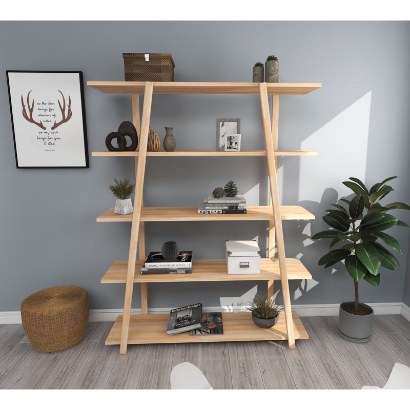 Bibliothèque en bois massif Heinen, Naturel, (5 tablettes) H 63 po x l 31 po x P 10 po
