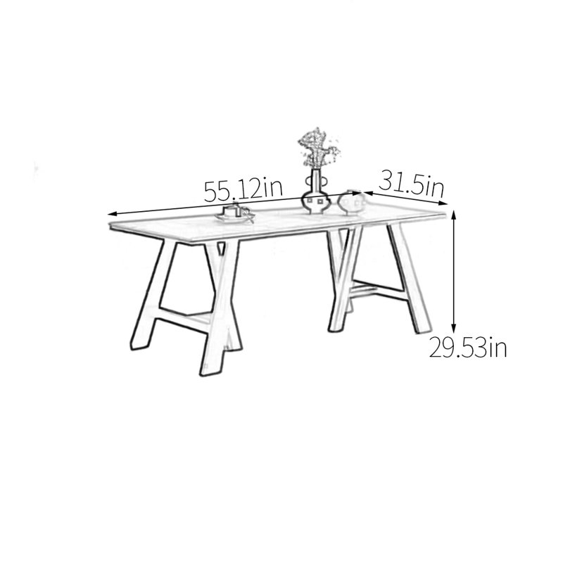 Unique solid wood sintered stone dining table, Taupe, 29.53"H x 55.12"L x 31.5"W