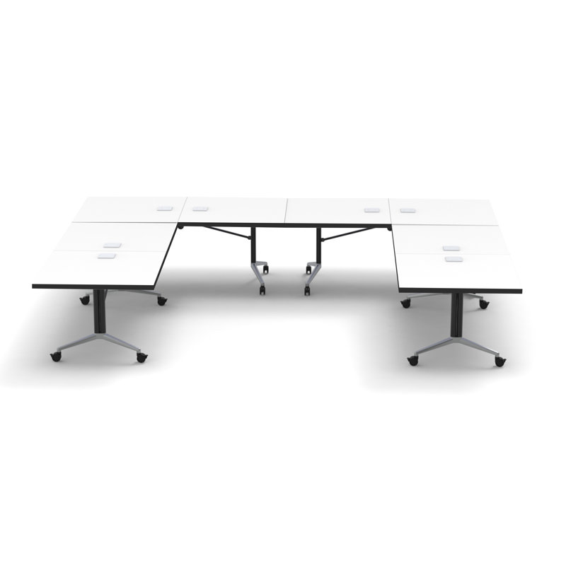 Rectangle 8 Person Flip Top 72'' L Modular Training Table and Chair Set with Casters and Modesty Panel and Cable Management
