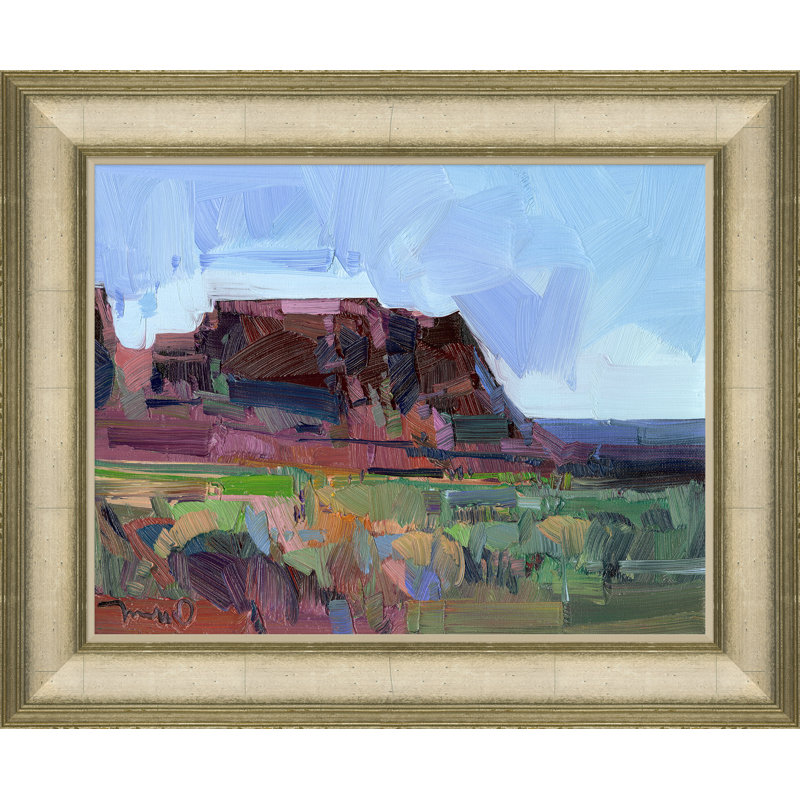 Desert Landscape Painting by Joseph Mota, Gold Framed Canvas, No