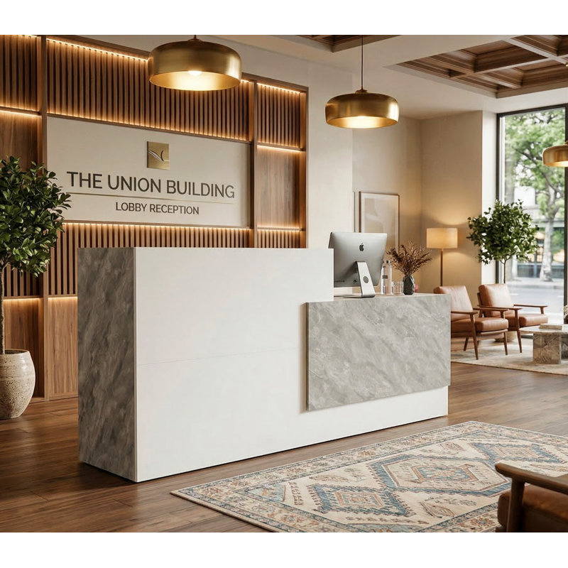 Bureau de réception moderne et ergonomique avec rangement solide