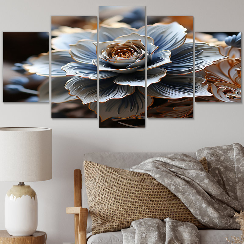 Baynard - Fleurs, reproduction d'art sur toile - 5 panneaux