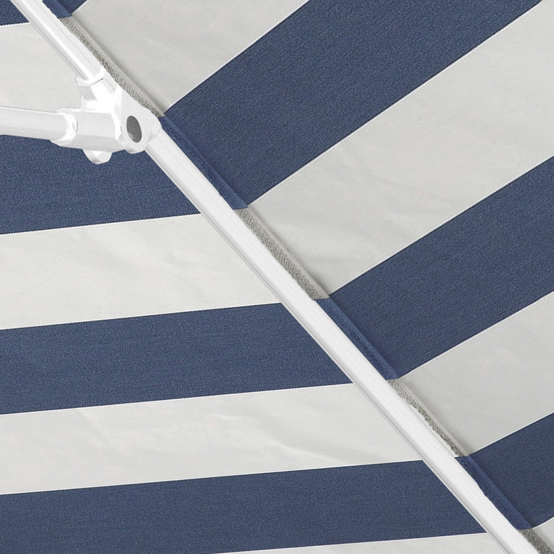 Parasol en aluminium 9 po, Bleu marine / rayures blanches