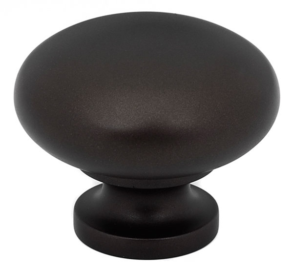 Poignée champignon de 1 1/2 po de diamètre, Bronze chocolat, H 1,25 po x l 1,5 po x P 1,5 po