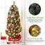 Arbre de Noël artificiel 4,5 pieds avec 85 lumières claires, minuterie, pommes de pin et base de traîneau pour la porte d'entrée, véranda, ensemble de 2