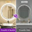 Miroir de salle de bain rond arrondi à DEL à intensité variable avec miroir de salle de bain à réglage de 3 couleurs et miroir de salle de bain rétro-éclairé avec verre trempé-105502959-105502963