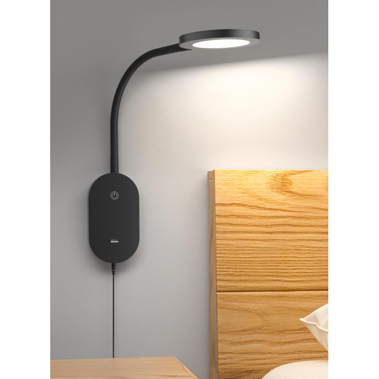 Wall-Mounted Reading Light with USB Output, 4-Hour Auto-Off, Touch Control