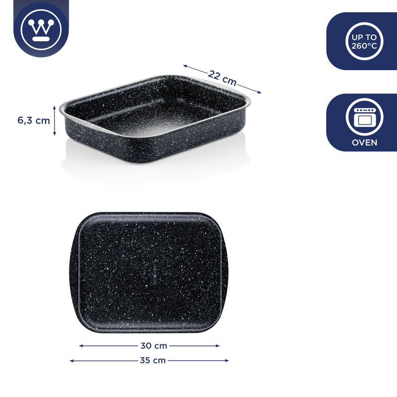 Westinghouse Non Stick Roasting Tin - Roasting Tray Oven Dish - Black Marble, 30cm