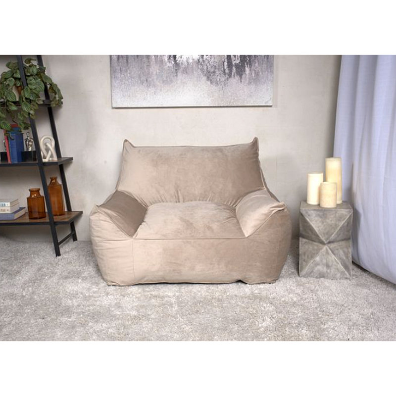 Fauteuil à billes avec accoudoirs, H 30,05 po x l 42,05 po x P 40,05 po, Velours taupe