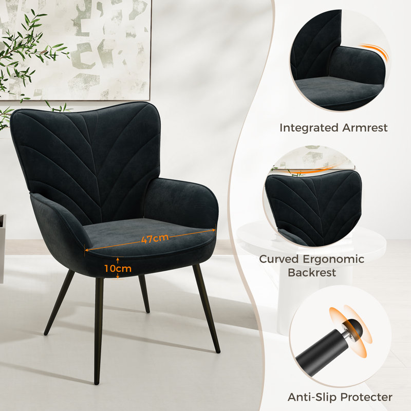 Velvet Armchair, Black