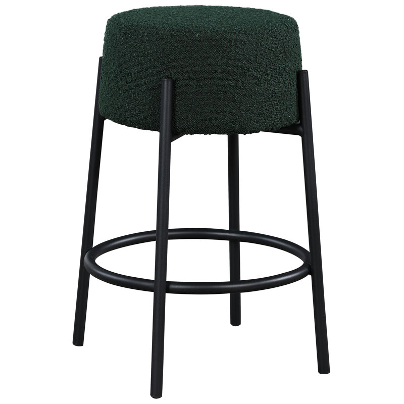 Upholstered Counter Stool with Metal Frame, Counter Stool (26.4" Seat Height), Green