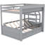Lit superposé convertible en bois avec rangement de couleur grise, rangement et 3 commodes, finition, console d'escalier