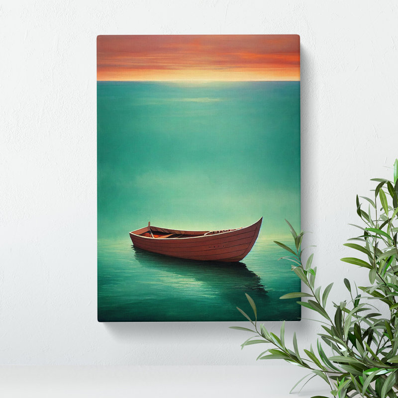 Wooden Boat On The Ocean - Wrapped Canvas, 76cm H x 50cm W x 3cm D