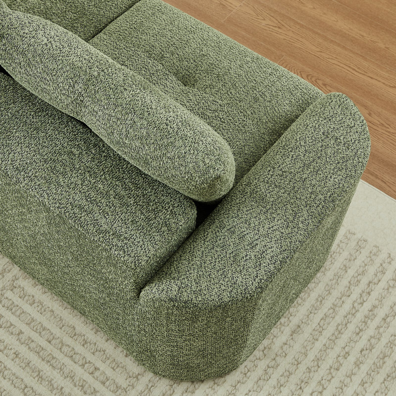 Canapé de style moderne à 3 places de 109 po en chenille rembourré sans cadre pour salon, appartement, Chenille verte
