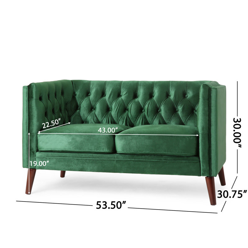 Kokesh 53.51'' Upholstered Loveseat, Green Polyester