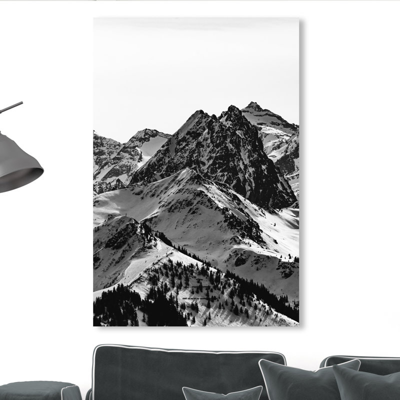 " Up The Mountain Snowy Mountains ", Wrapped Canvas, 24" H x 16" W