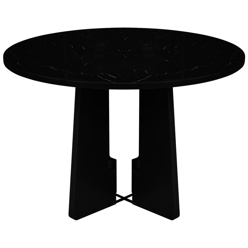 Table de salle à manger ronde de 43 pouces pour 4, noir et 40 minutes d'assemblage, Noir