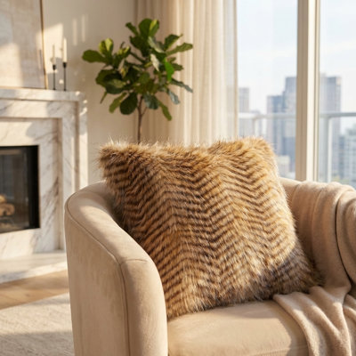 Porcupine Faux Fur Animal Print Pillow