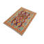 Tapis rouge / orange / bleu en laine tissé à plat à motif rectangulaire 3 pi 8 po x 4 pi 8 po Saulters