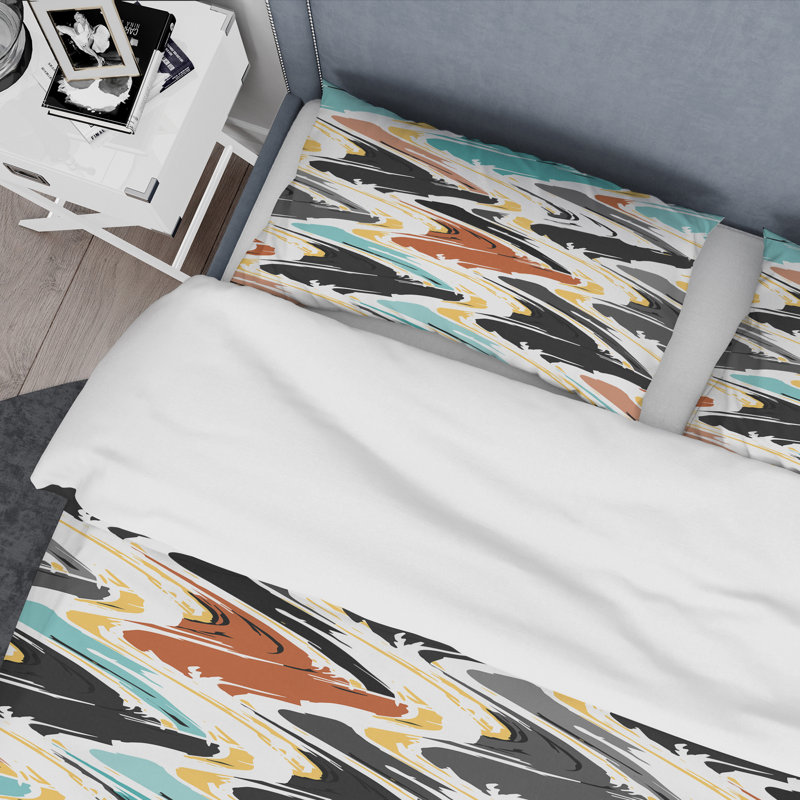 Ensemble de housse de couette en microfibre noir / brun 3 pièces, Housse de couette pour grand lit et 2 taies décor