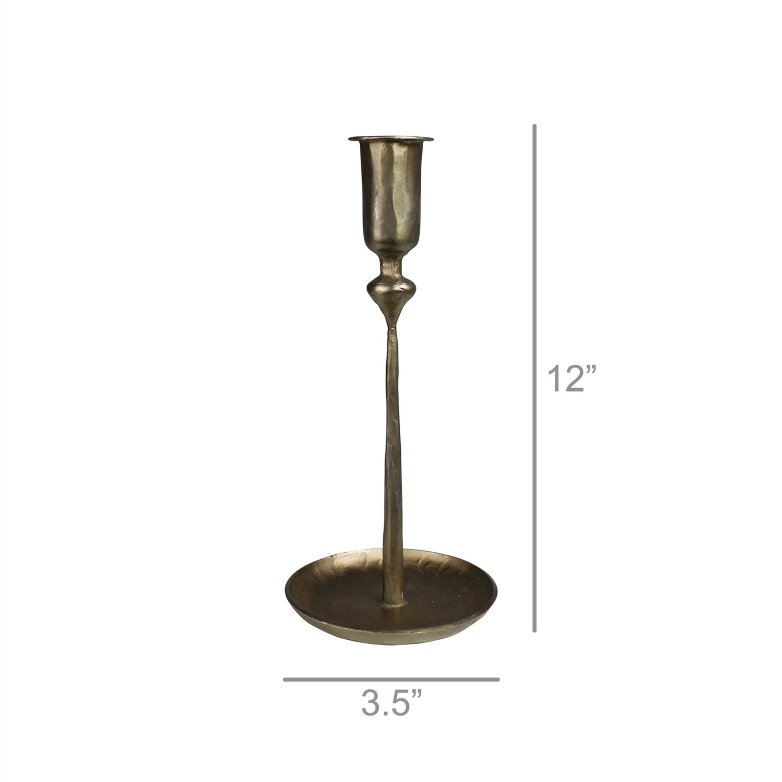Brass Candlestick Holder, 12" H x 3.5" W x 3.5" D
