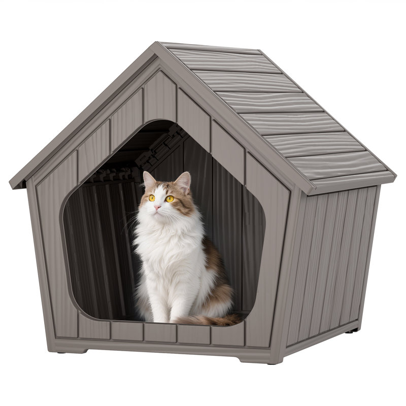 Niche pour animaux pour l'extérieur, chats, lapins, plastique résistant aux intempéries, Gris