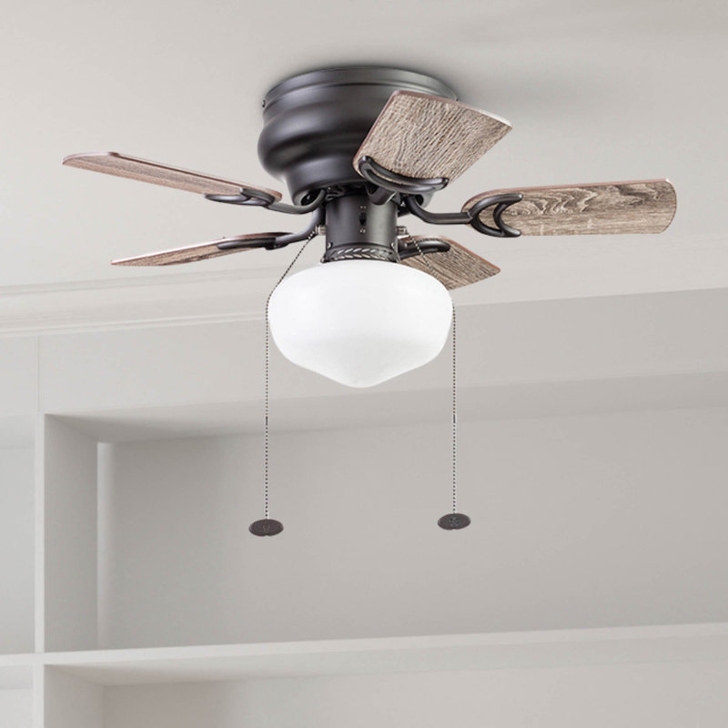 Ventilateur de plafond 28 po avec lumière DEL Hero, Pin noir; pin brut