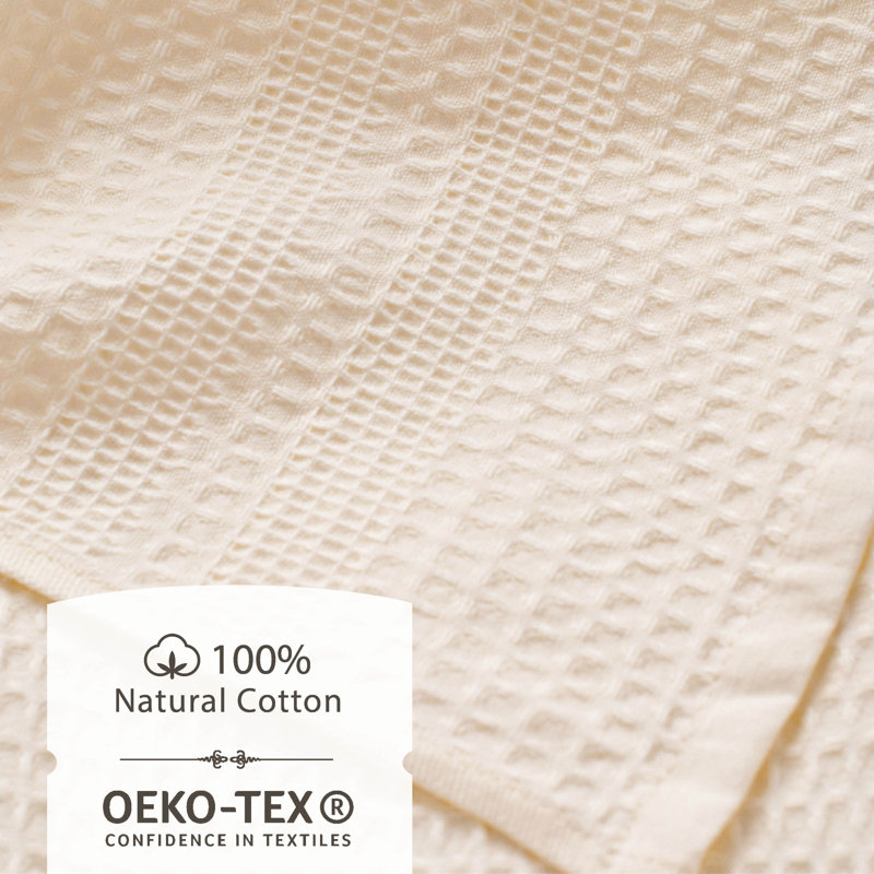 Waffle Bath Sheet – Extra Large, 100% Natural Cotton Super Absorbent & Quick Drying, Classic Style, Cream