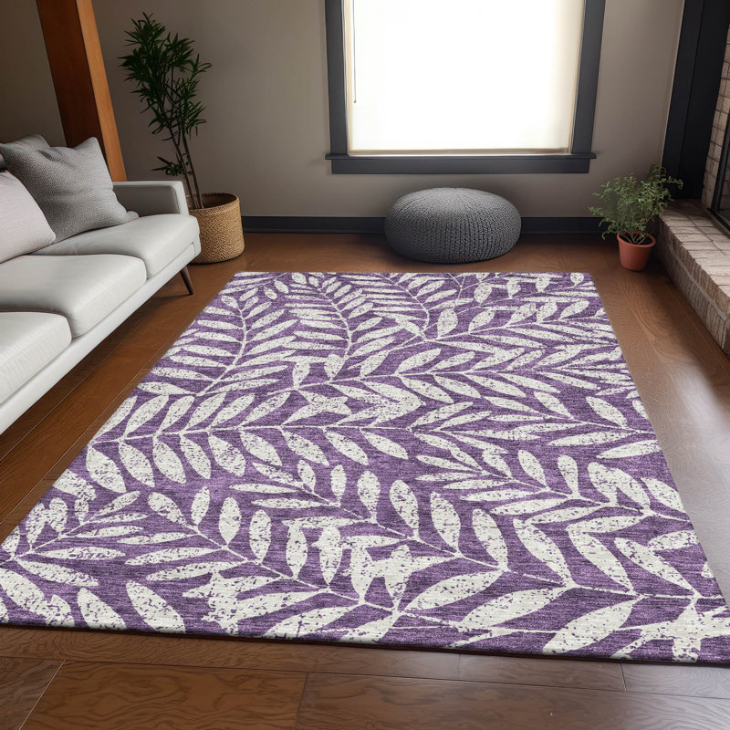 Tapis mauve de qualité supérieure lavable à la machine Prisco, Rectangle 9 pi x 12 pi