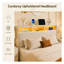 Grand lit plateforme tapissier avec tiroirs de rangement et tête de lit rembourrée, velours côtelé beige