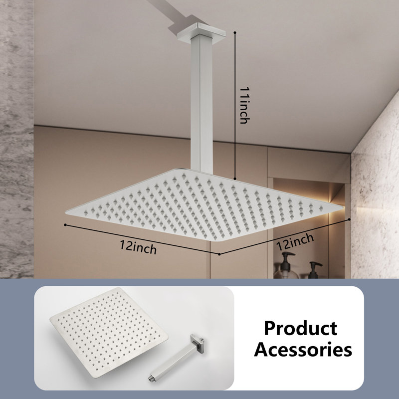 Rain Fixed Shower Head, Brushed Nickel