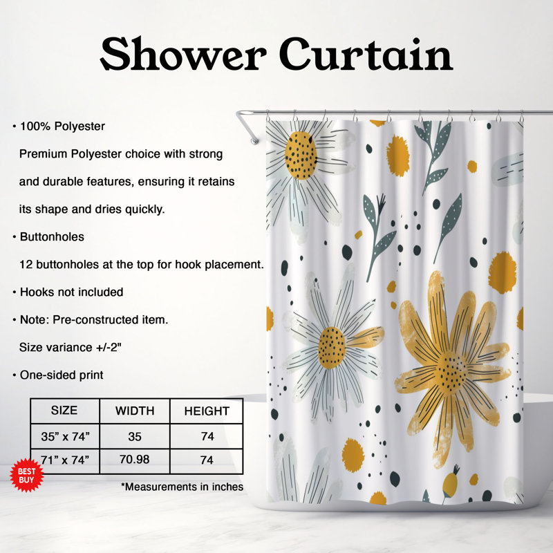 Rideau de douche Daisy Plaid 98, H 74 po x l 71 po