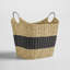 Seagrass Handmade Two Toned Decorative and Functional Storage Basket with Metal Handles