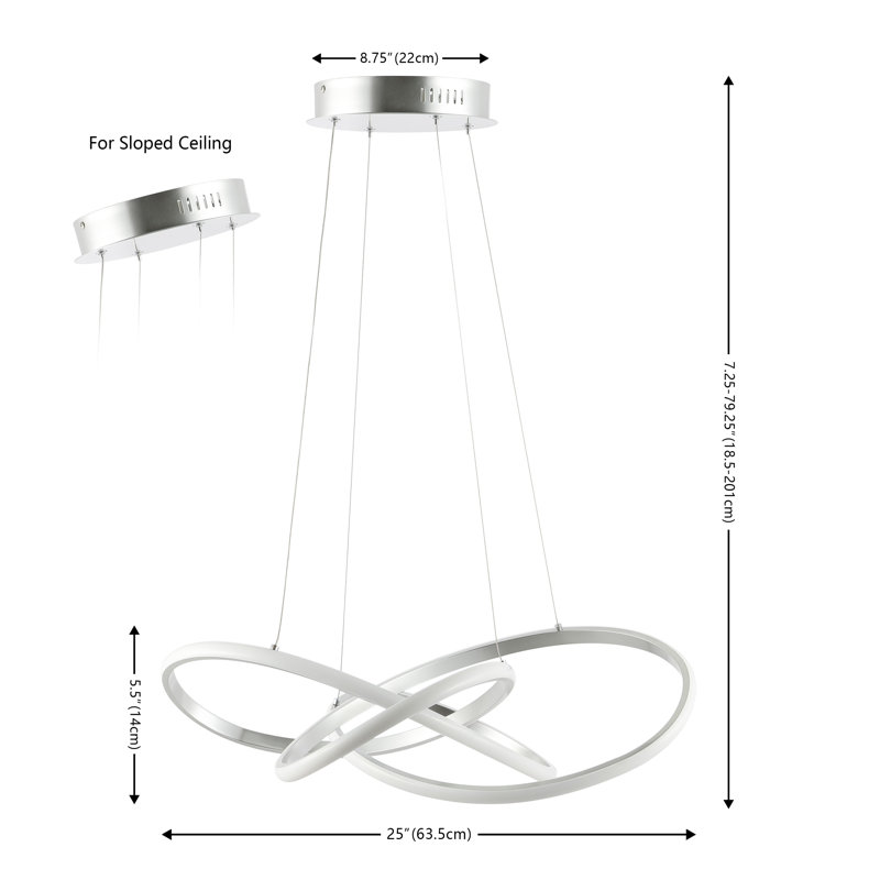Cales Dimmable LED Geometric Chandelier, Silver