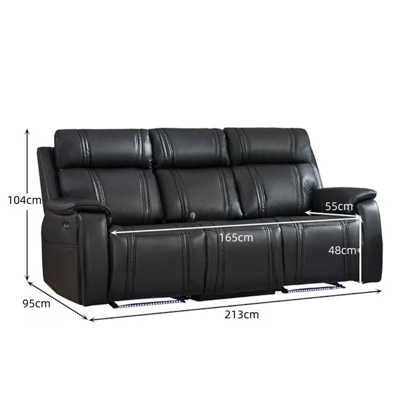 3 Seater Faux Leather Electric Reclining Sofa