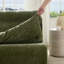 Méridienne à 3 places en polyester vert avec dossier, entièrement compressée pour le confort du salon et de la chambre à coucher-118056554