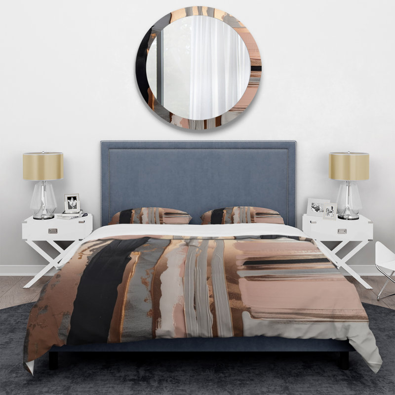 Ensemble de housse de couette en microfibre / polyester Rosegold and Pink Forms In Contemporary I
