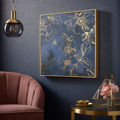 Art for the Home Golden Blooms Box Frames Printed Canvas