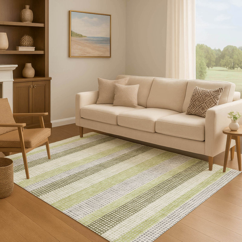 Premium Machine Washable Ansley Stripes Rug, Rectangle 2'6" x 3'10"