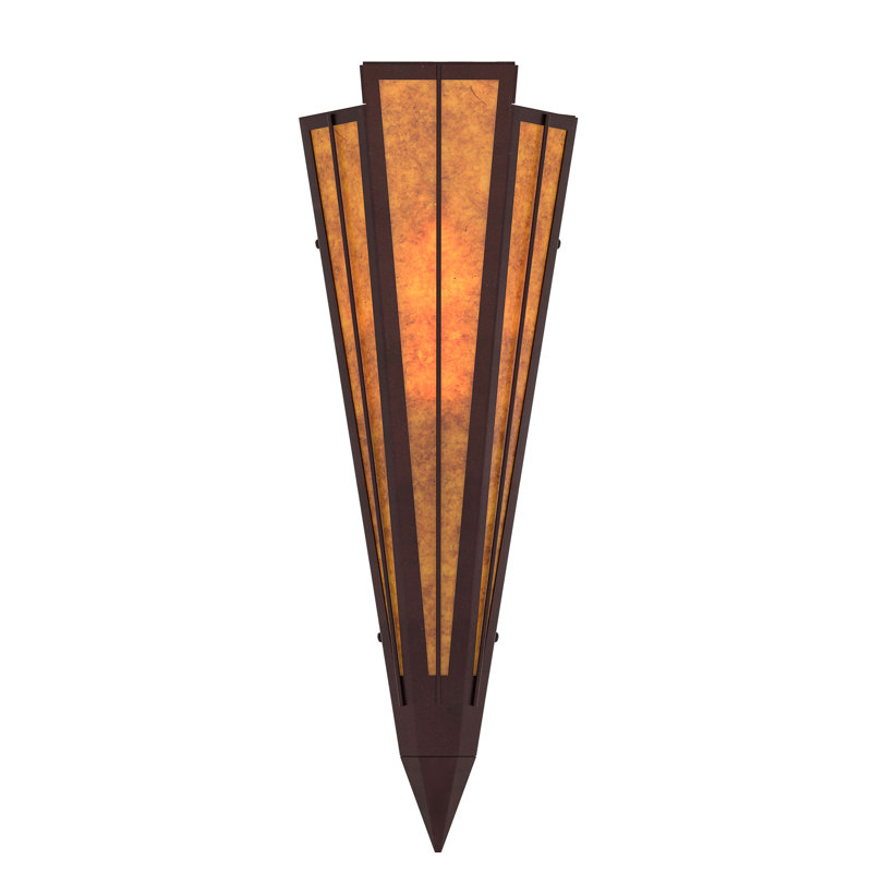 1 - Light Flush Mounted Sconce, Amber, Mica, Mahogany Bronze