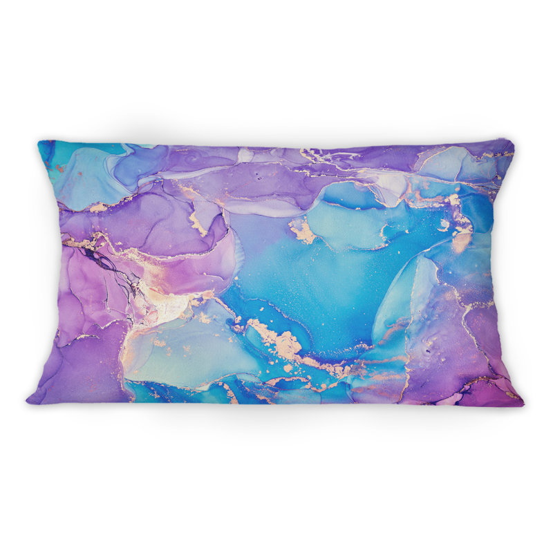 Mauve et bleu liquide Art III - Coussin décoratif imprimé moderne 1